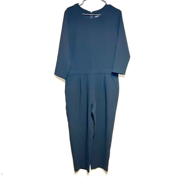 Madewell Sloan Classic Crop Ankle Jumpsuit in black crepe 2023 Sz Womens M - Picture 2 of 9